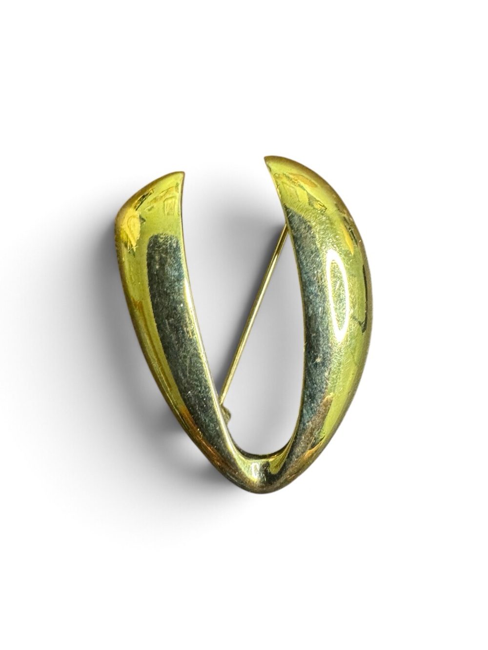Monet Gold Plated Open V-Shaped Abstract Brooch Pin